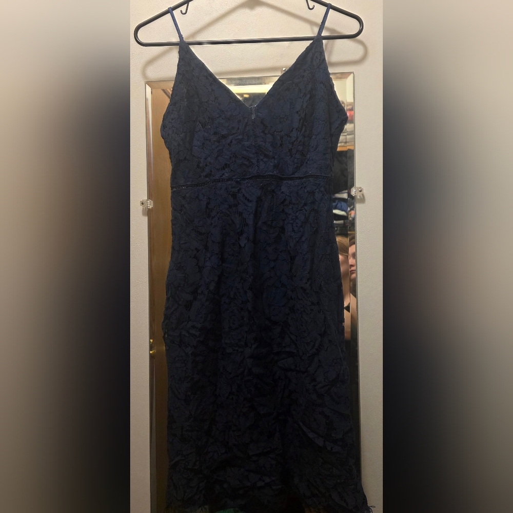 Astr Midnight Blue Lace Dress